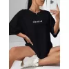 20/1 Penye Compack Classical Baskılı Siyah Oversize Tişort - Siyah