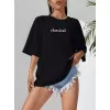 20/1 Penye Compack Classical Baskılı Siyah Oversize Tişort - Siyah