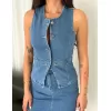 Kot Jeans Etekli ikili Takım - Mavi