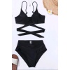 V kesim bikini altlı belden kuşak detaylı bikini takımı