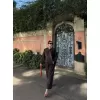 Kadın Uzun Kollu Yakalı Gömlek Pantalon Takım- Kahverengi
