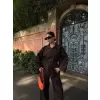 Kadın Uzun Kollu Yakalı Gömlek Pantalon Takım- Kahverengi