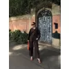 Kadın Uzun Kollu Yakalı Gömlek Pantalon Takım- Kahverengi