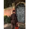 Kadın Uzun Kollu Yakalı Gömlek Pantalon Takım- Kahverengi