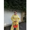 Kadın Uzun Kollu Yakalı Gömlek Pantalon Takım- Sarı