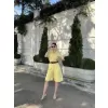 Kadın Yakalı Gömlek Kemerli Şortlu Takım - Sarı