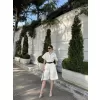 Kadın Yakalı Gömlek Kemerli Şortlu Takım - Beyaz
