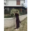 Kadın Kısa Kollu Uzun Yandan Yırtmaçlı Elbise - Kahverengi