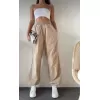 Kadın Cepli Paraşut Pantalon - Bej