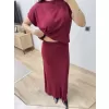 Bisiklet Yaka Bluz Uzun Etekli ikili Takım Triko - Bordo
