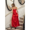 DANTELLİ UZUN YIRTMAÇLI SATEN GECELİK ELBİSE STRİNG TAKIM KIRMIZI (MGP31512)