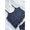 Yıldız Desenli Lacivert Şortlu Pijama Takımı
