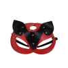 Censan Deri Kedi Kız Maskesi Kırmızı Siyah