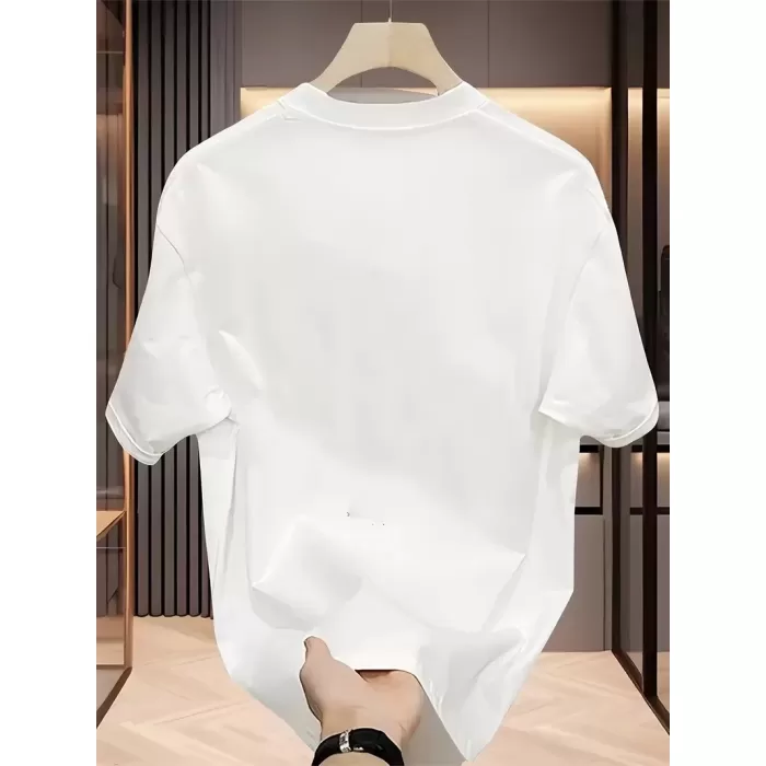 AICG Ön Arka Baskılı Bisiklet Yaka Kadın Oversize Bisiklet Yaka T-shirt - Beyaz