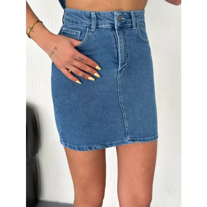 Kot Jeans Etekli ikili Takım - Mavi