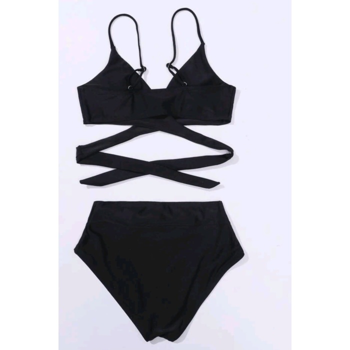 V kesim bikini altlı belden kuşak detaylı bikini takımı