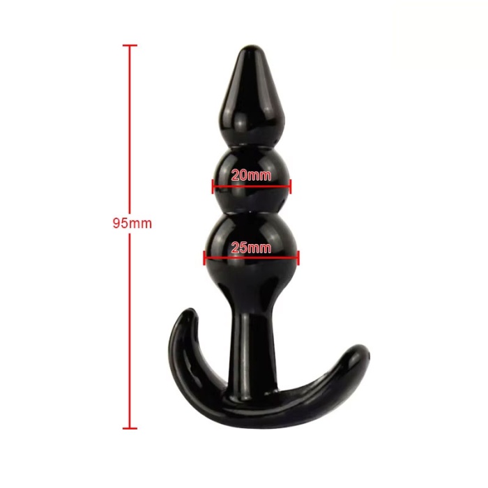 Backpart 3 Boğumlu Silikon Anal Tıkaç - Siyah