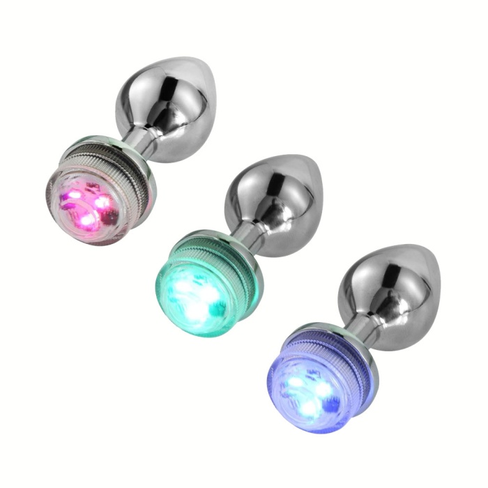 Backpart Uzaktan Kumandalı LED Işıklı Paslanmaz Çelik Anal Tıkaç