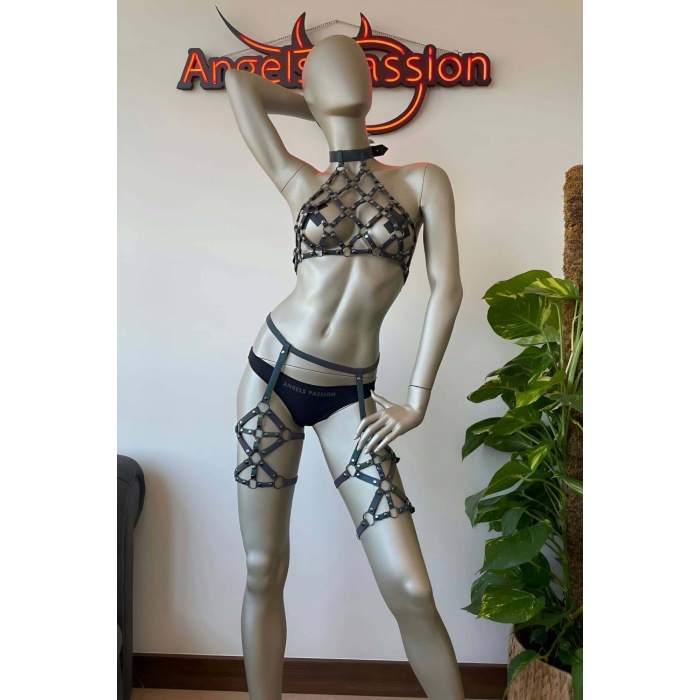 Rainbow Reflektörlü Seksi Jartiyer İç Giyim Takım - APFT460