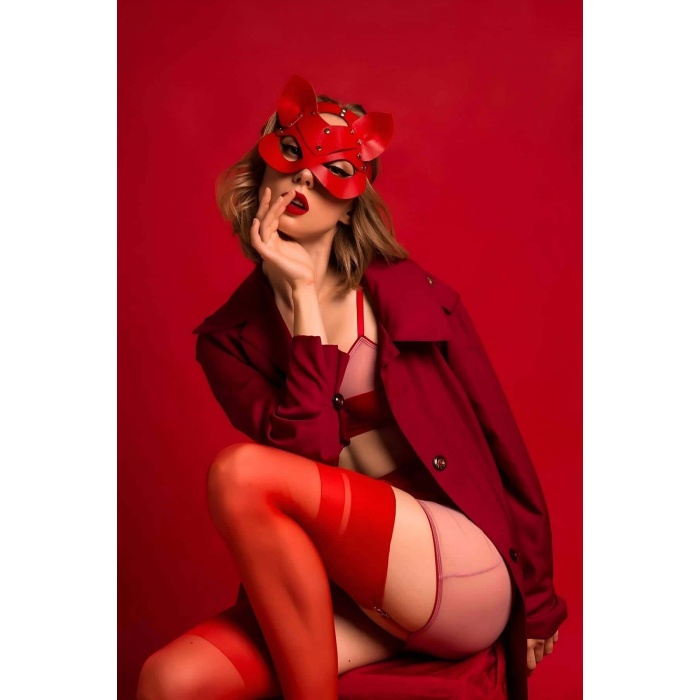 Kedi Kulaklı Deri Fantazi Maske - APFT782