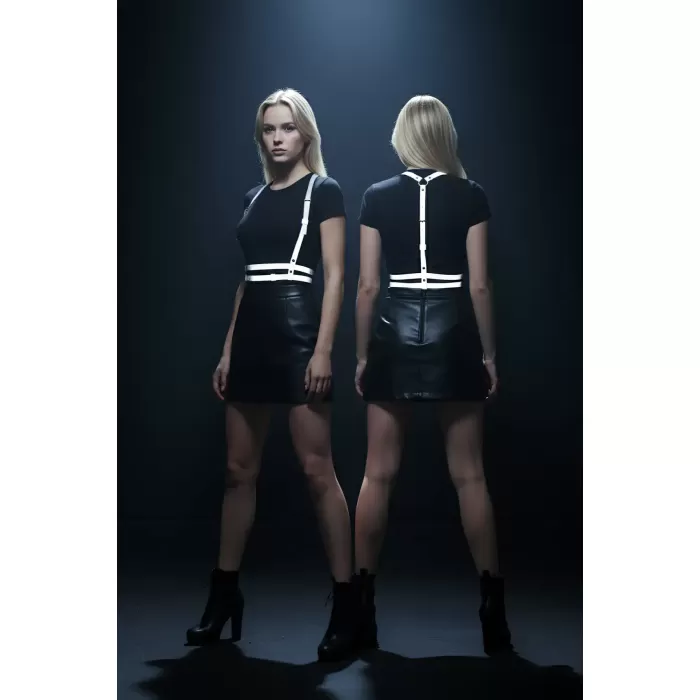 Karanlıkta Yansıyan - Reflektörlü Göğüs Harness, Parti Harness, Elbise Aksesuar - APFT205