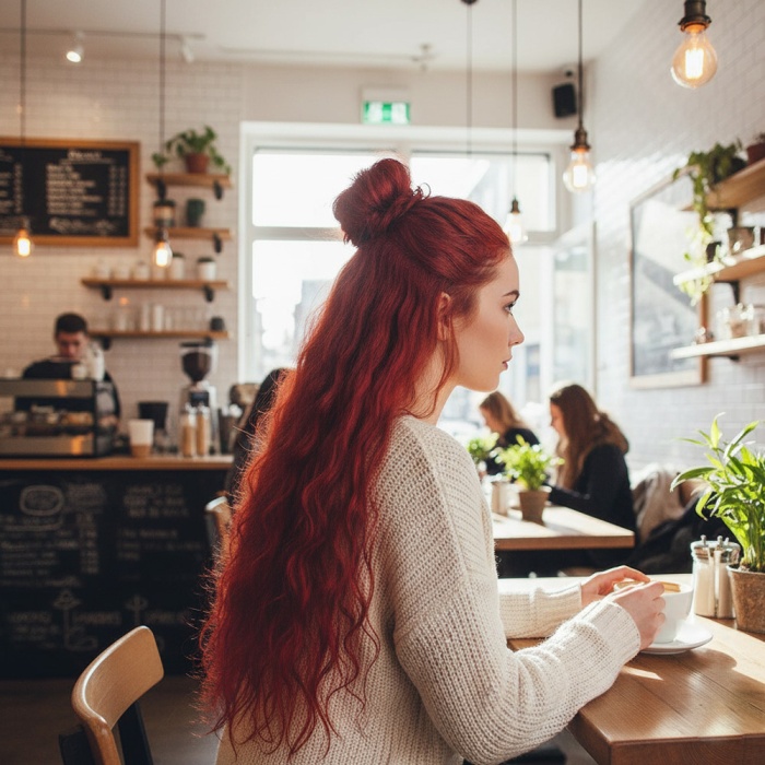 Fiber Sentetik Kabarık Dalgalı 8 Parça Çıt Çıt - Kızıl