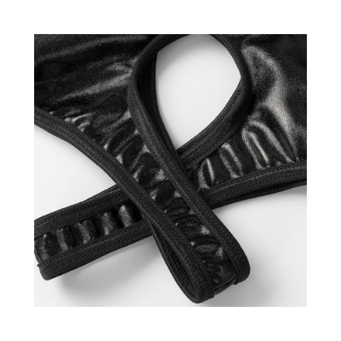 Fantezi Siyah Özel Bölgeleri Açık Parlak Külot BC0051