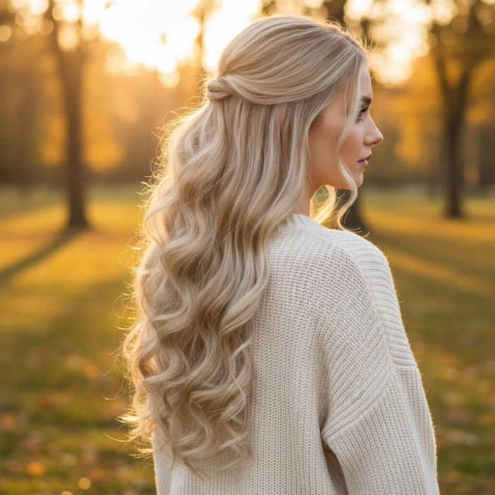 Fiber Sentetik Dalgalı 8 Parça Çıt Çıt - Kumral Beyaz Platin Röfleli