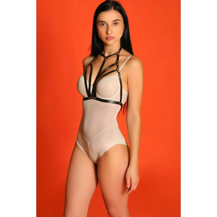 Kadın Ayarlanabilir Deri Şık Göğüs Harness -  APFT1063