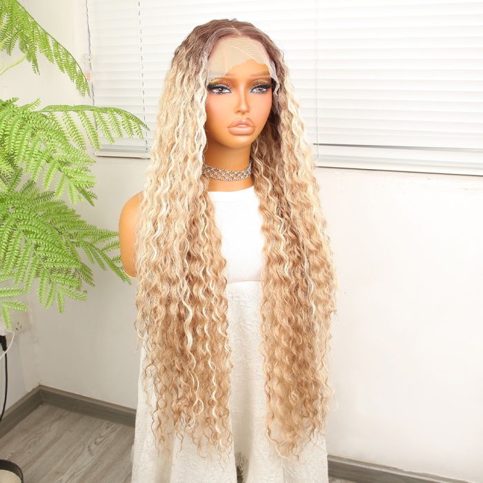 Afro Dalga Rus Kumralı Balköpüğü Ombreli Platin Işıltılı Fiber Sentetik Tül Peruk