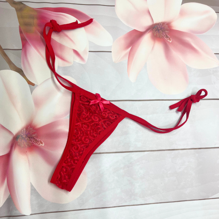 Kadın 3lü Dantelli Yandan Bağlamalı Seksi Tanga BC0054