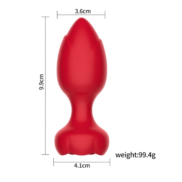 Censan Telefon Kontrollü Full Covered Rubber Rose Anal Plug – Siyah