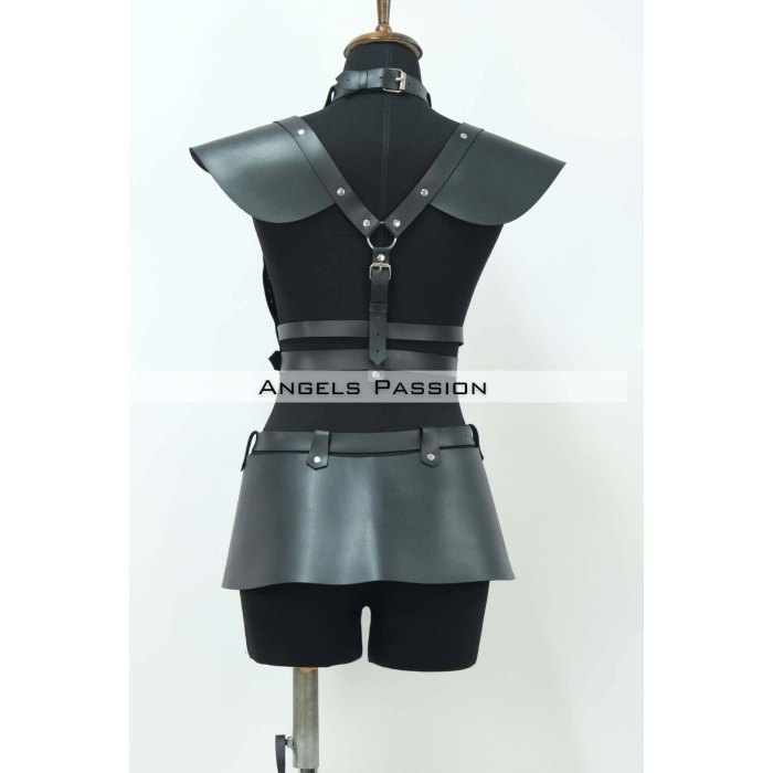 Deri Mini Elbise, Deri Harness Etek ve Göğüs Takım - APFT1371