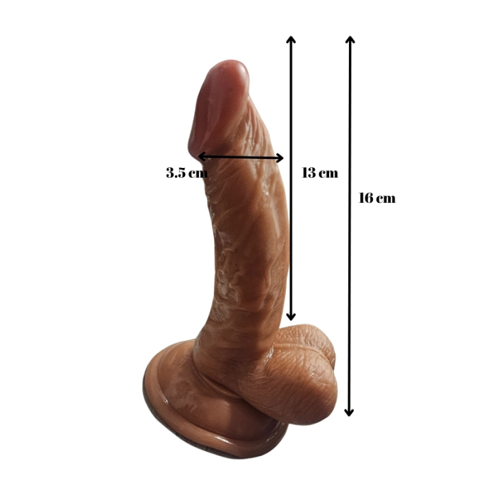 Gerçekçi Testisli Melez Dildo 16 cm