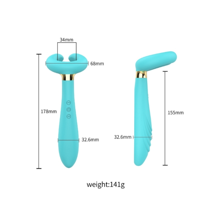 Censan Çiftler için Klitoris Vibratörü – 3 Motorlu Çok Fonksiyonlu Konsolador ve Penis Masajörü (Mavi)