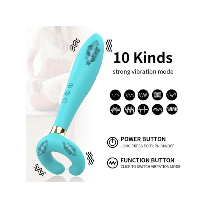 Censan Çiftler için Klitoris Vibratörü – 3 Motorlu Çok Fonksiyonlu Konsolador ve Penis Masajörü (Mavi)