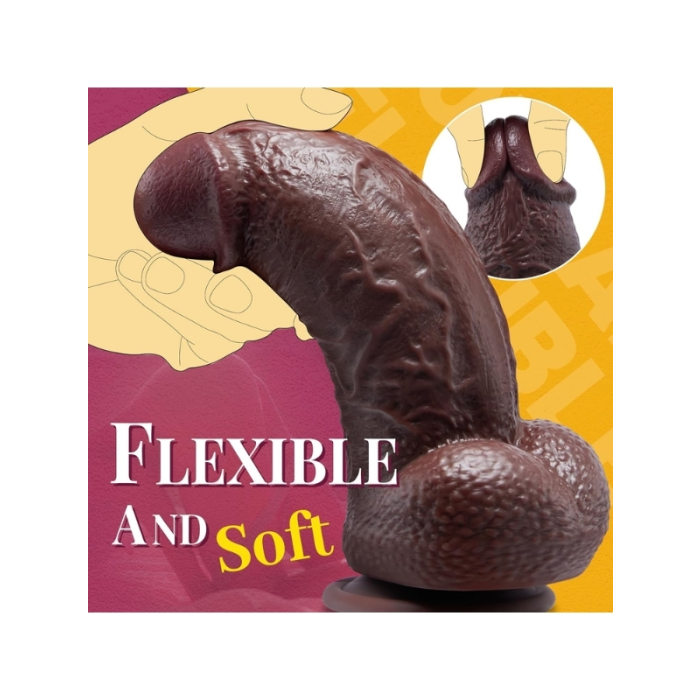 Censan Siyah SuperLove Realistik Dual Density Dildo – 21 cm Güçlü Emme Tabanlı Vücut Dostu Silikon