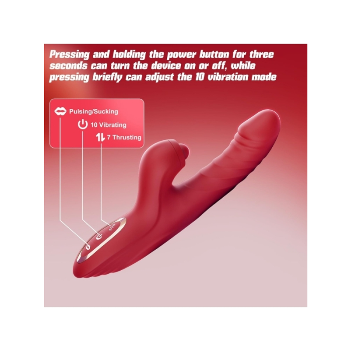 Censan 4in1 – Kırmızı Zarafet, Dört Fonksiyon Bir Arada Telefon Aplikasyonlu Modern Vibratör
