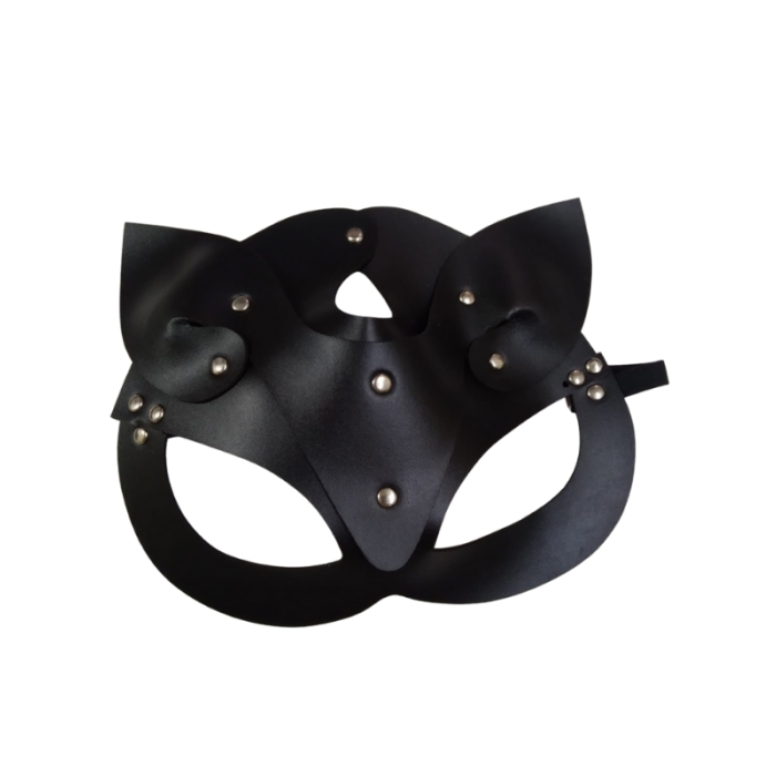 Censan Deri Kedi Kız Maskesi Siyah