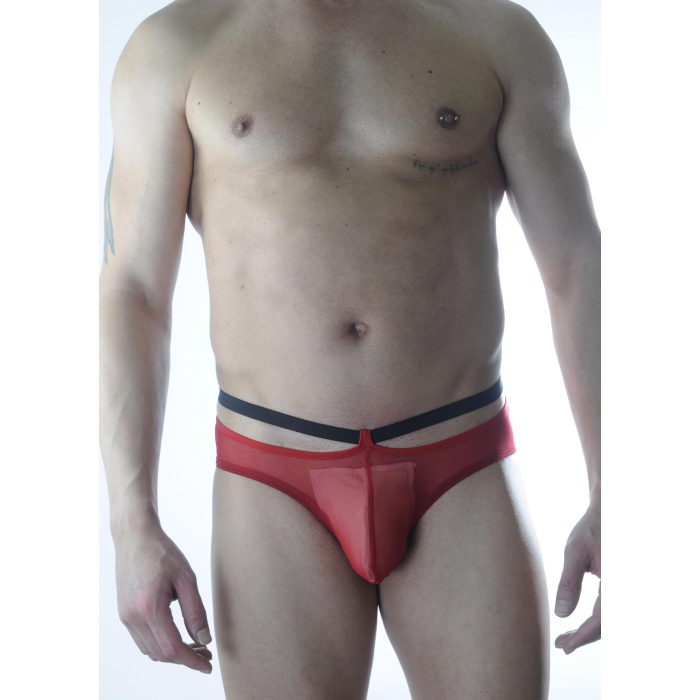 Erkek Kırmızı Tül Fantezi Slip İç Çamaşırı