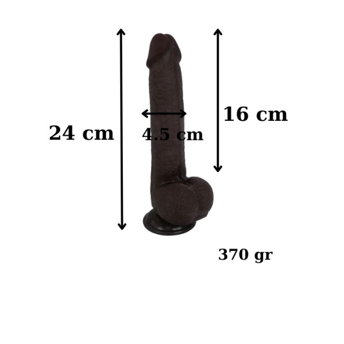 Censan Ultra Gerçekçi 24 Cm Brown Melez Kıkırdaklı Dildo