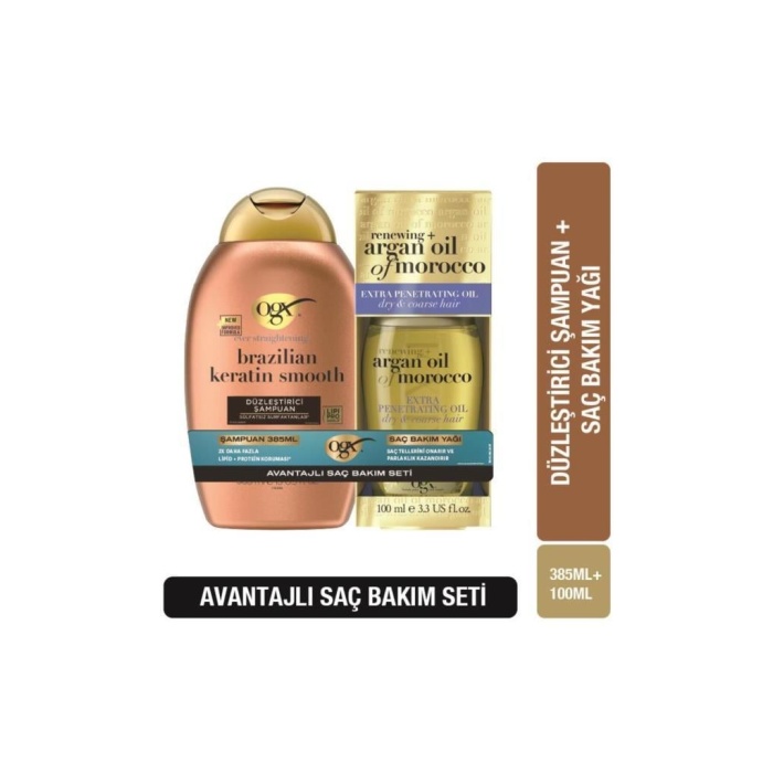 OGX Brazilian K. Şampuan+Argan Oil 385+100ML SET
