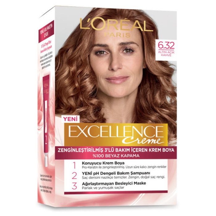 Loreal Paris Excellence Creme - Krem Saç Boyası No: 6.32 Altın Açık Kahve