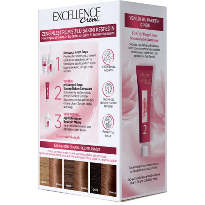 Loreal Paris Excellence Creme - Krem Saç Boyası No: 6.32 Altın Açık Kahve