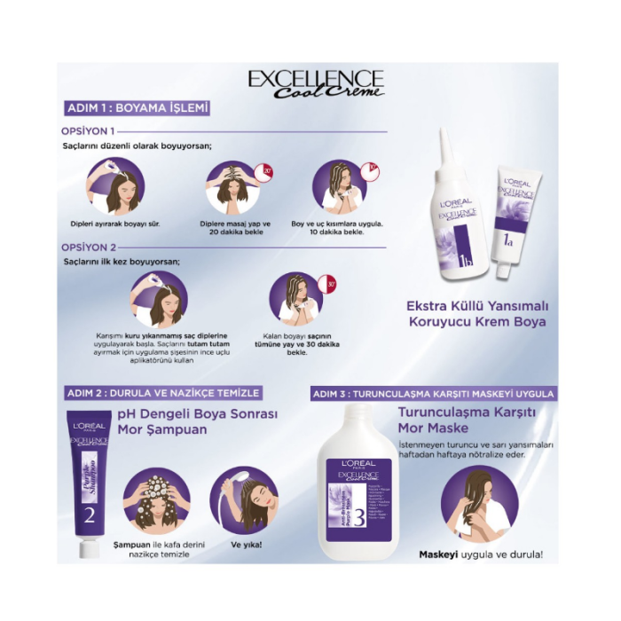 L’Oreal Paris Excellence Cool Creme Saç Boyası – 3,11 Ekstra Küllü Koyu Kahve