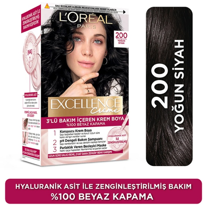 Loreal Paris Excellence Creme - Krem Saç Boyası No: 200 Yoğun Siyah