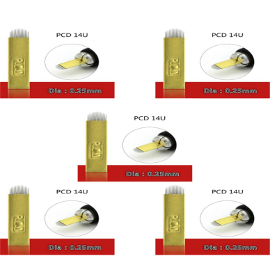 14 Pin U Altın Sarı PCD Microblading İğnesi 5Li Set