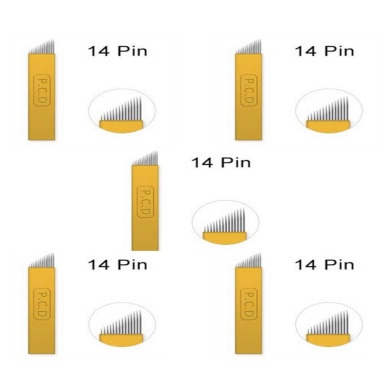 14 Pin Altın Sarı Pcd Microblading Iğnesi 5 li Set