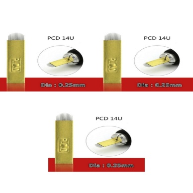 14 Pin U Altın Sarı Pcd Microblading Iğnesi 3lü Set