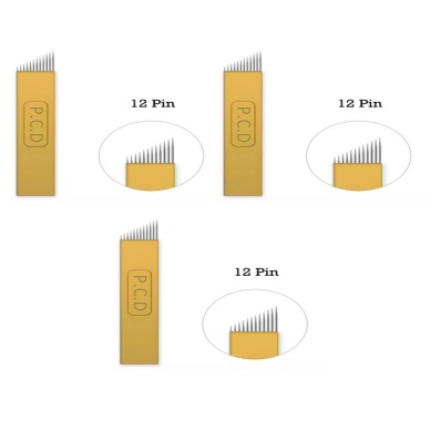 12 Pin Altın Sarı Pcd Microblading Iğnesi 3lü Set